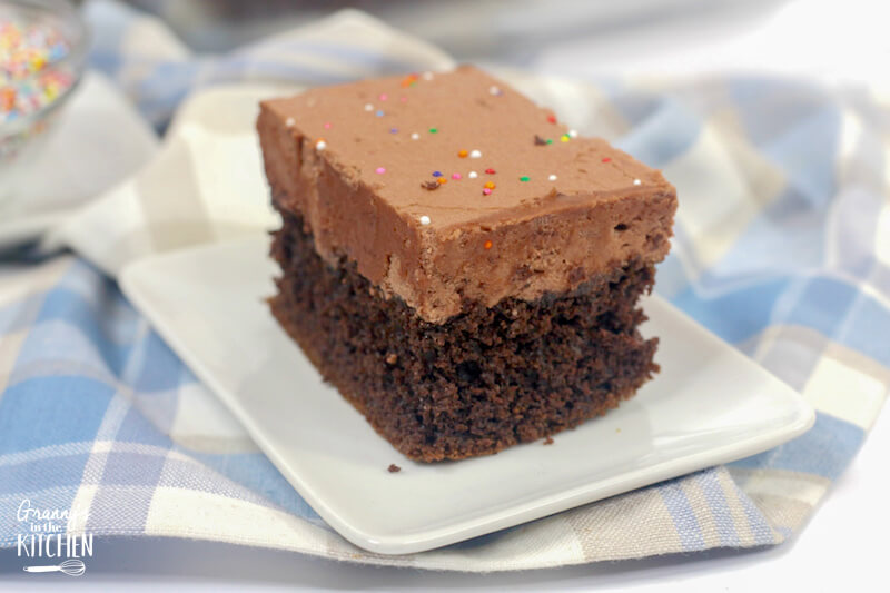 chocolate sheet cake with chocolate frosting