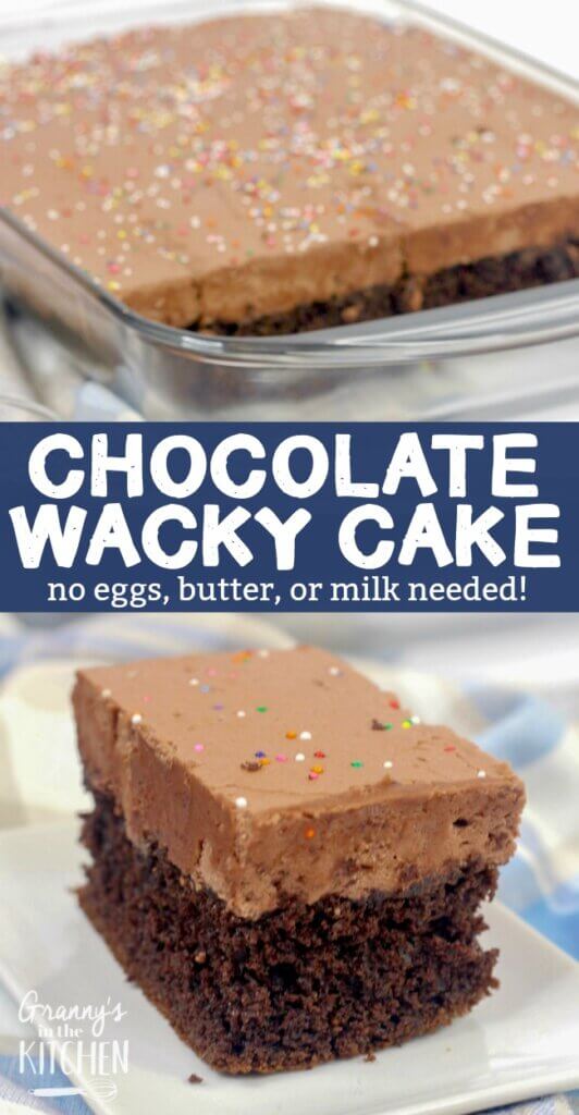 This Chocolate Depression Cake is impossibly rich and decadent, even though there are no eggs, milk, or butter in the recipe! It's no wonder it's earned the name "wacky cake!"