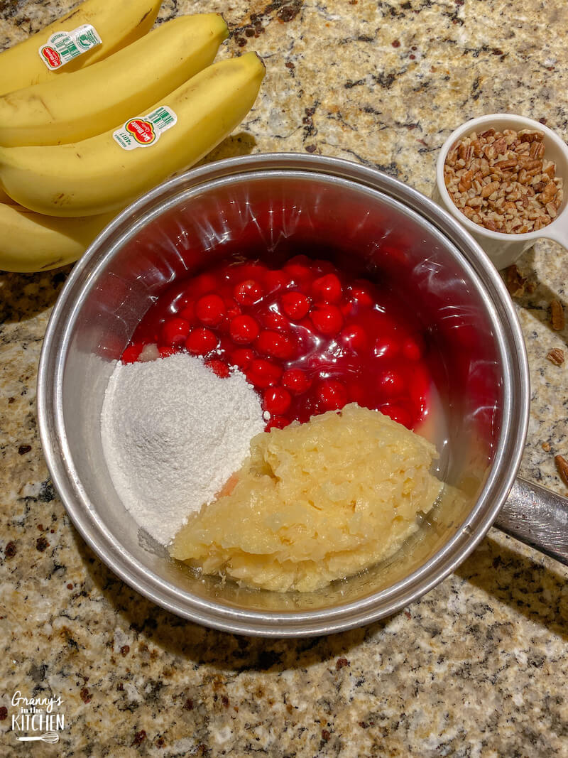 cherry pie ingredients in pan