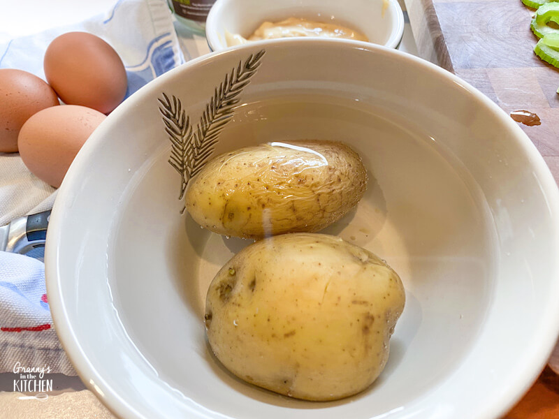 boiled potatoes in bowl