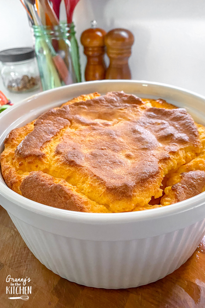 freshly baked cheese soufflé