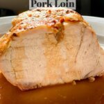 sliced pork roast in its own juice
