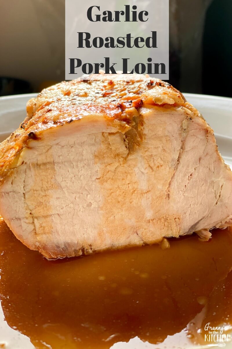 sliced pork roast in its own juice