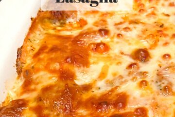 fresh baked lasagna in the pan