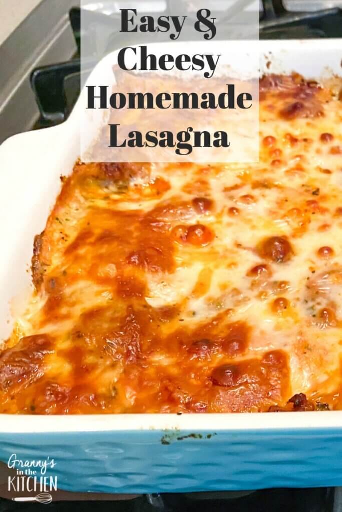 fresh baked lasagna in the pan