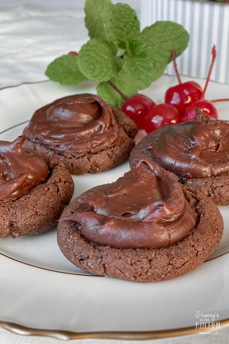 chocolate cherry cookies with fudge icing