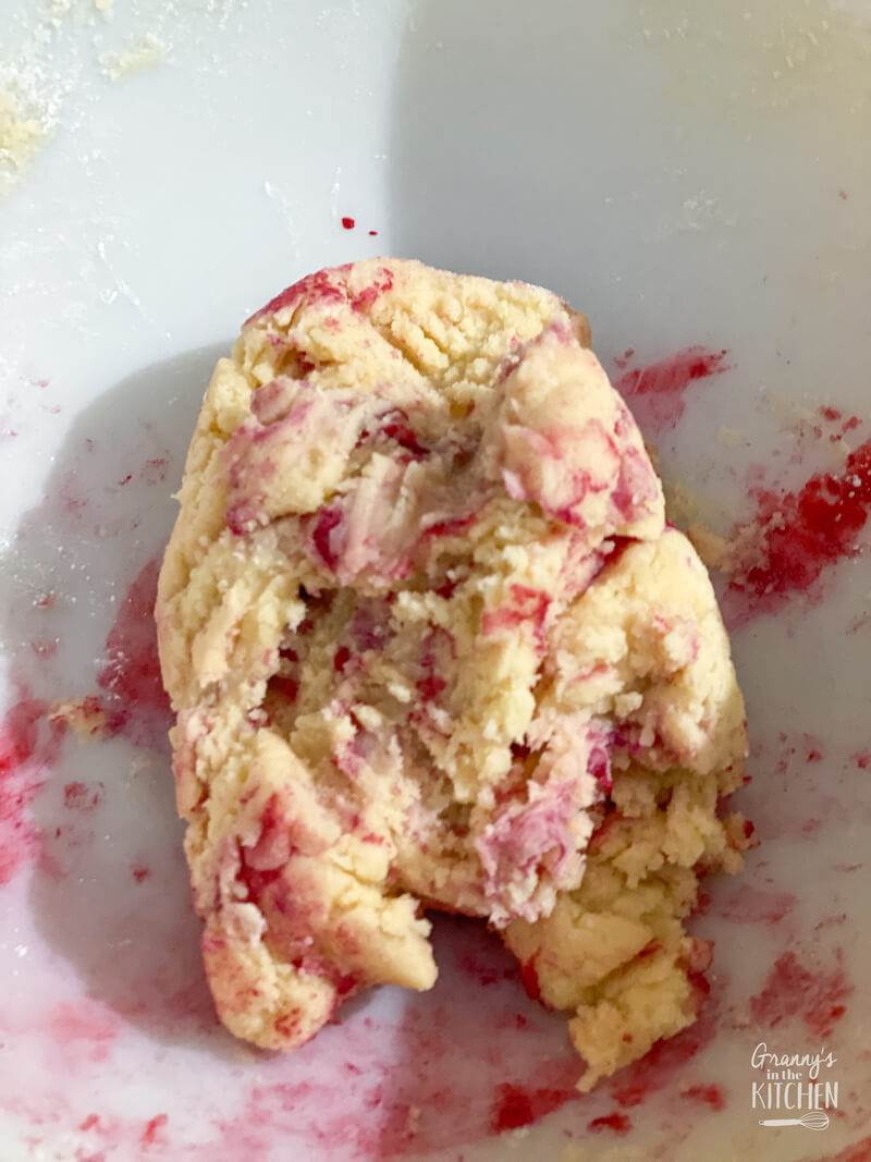 red swirled cookie dough