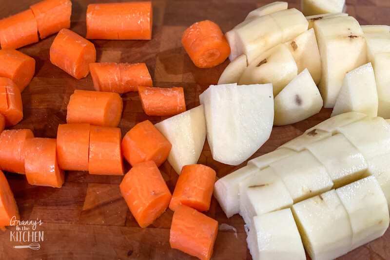 chopped carrots and potato