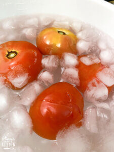 tomatoes in ice bath