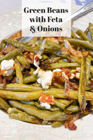 sautéed green beans with caramelized onions and feta cheese