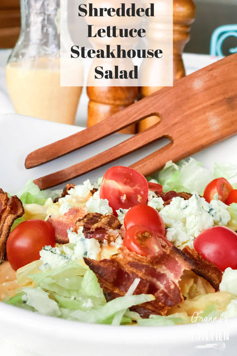 steakhouse style shredded lettuce salad with French dressing