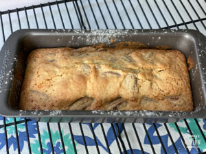 homemade biscotti baking in loaf pan