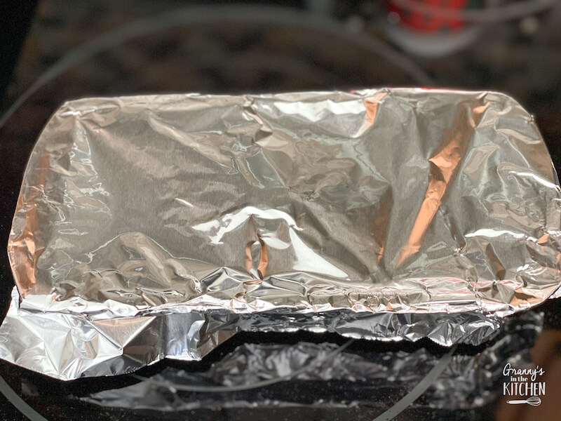 loaf pan covered with foil