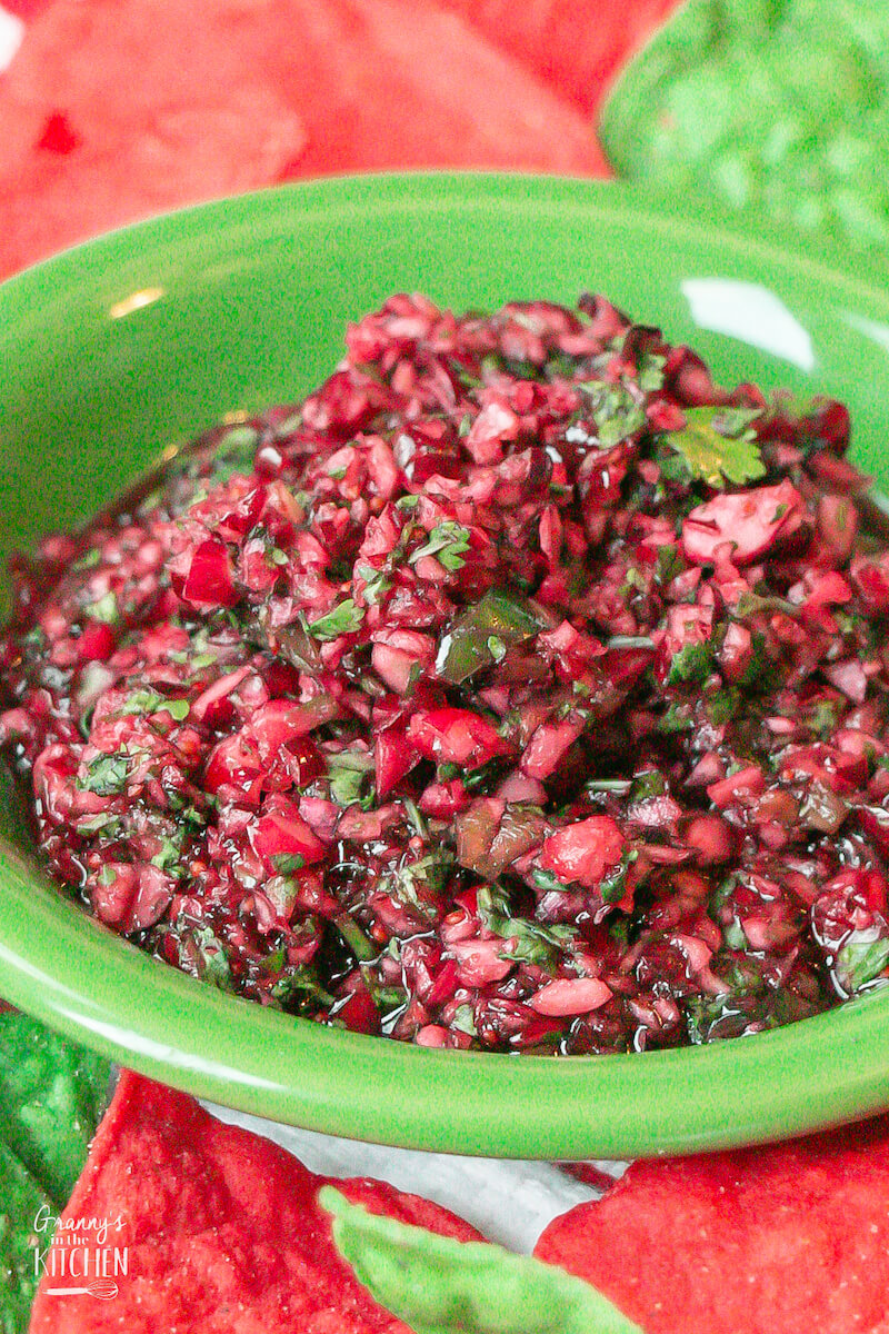 bowl of fresh cranberry salsa