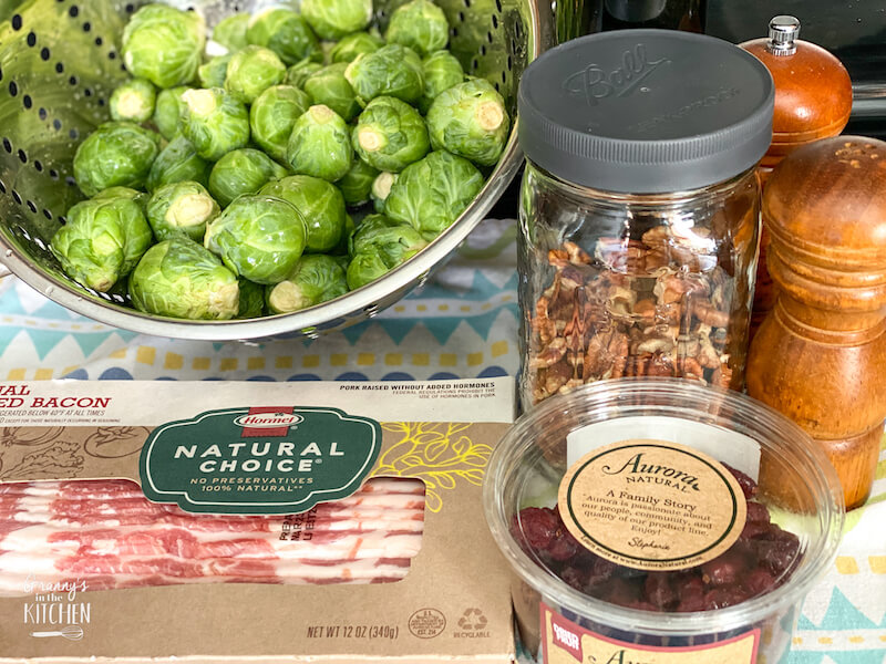 ingredients needed to make roasted Brussel sprouts salad