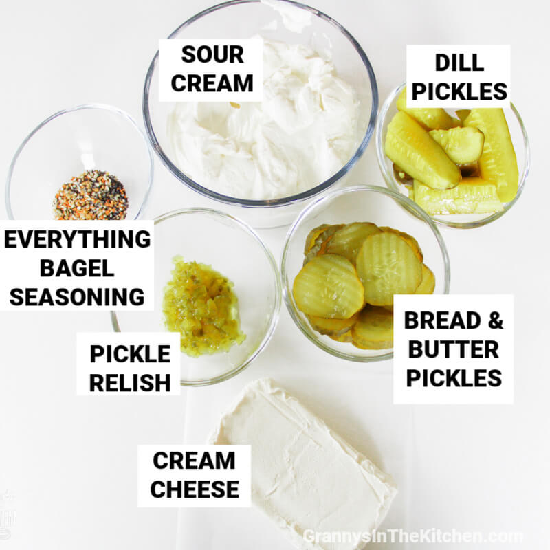 pickle dip ingredients, with text labels