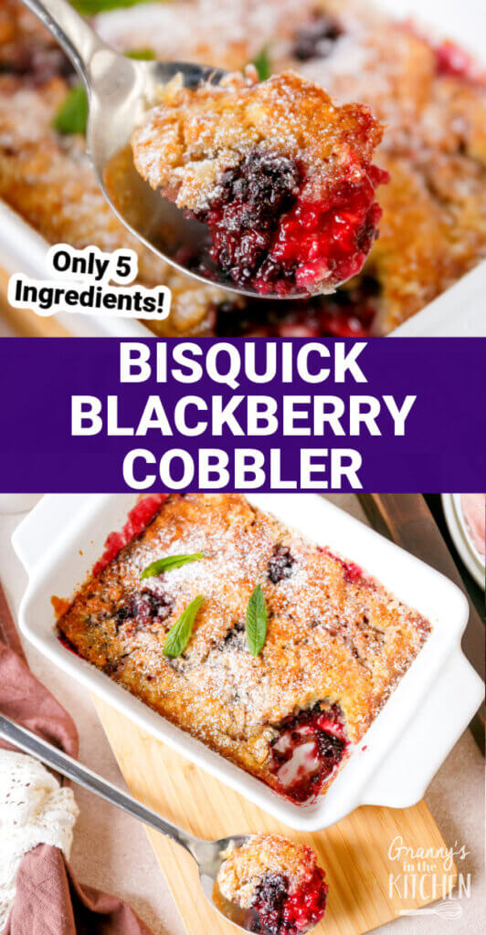Bisquick Blackberry Cobbler Pinterest Image, 2 photo vertical collage