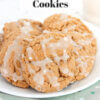 plate of glazed cookies; text overlay "Maple Brown Sugar Cookies"