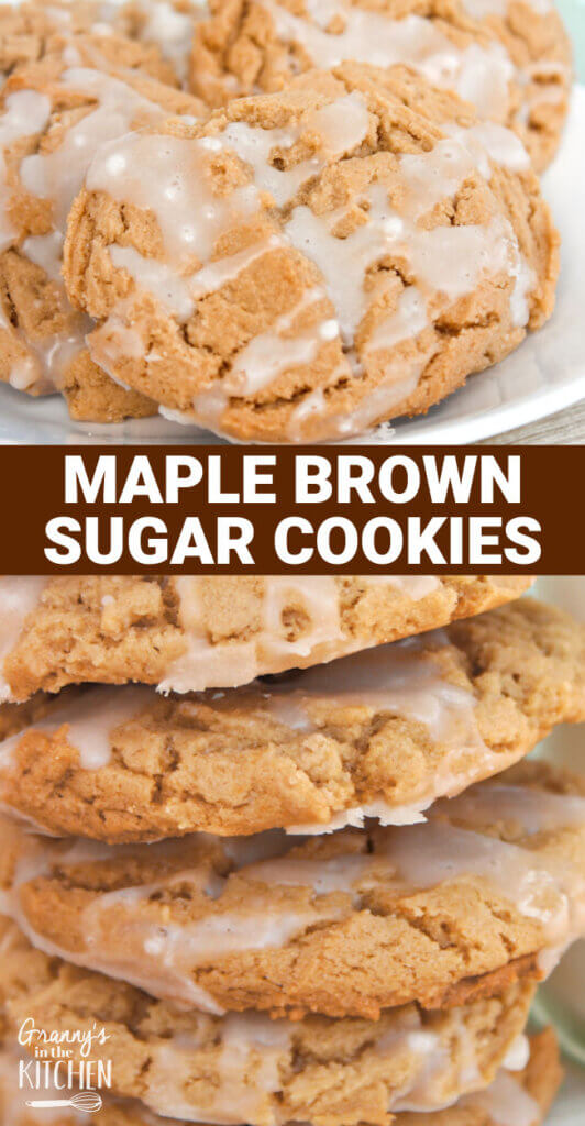 2 photo vertical Pinterest collage of maple cookies