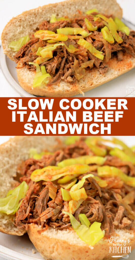 slow cooker Italian beef sandwich Pinterest image