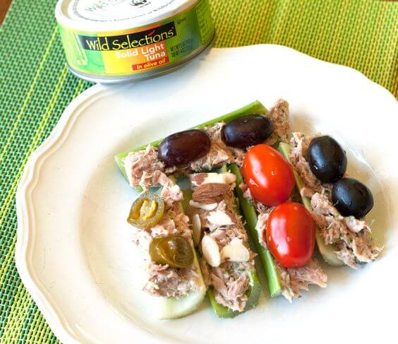 Tuna Ranch Celery Sticks with Nutritious Toppings