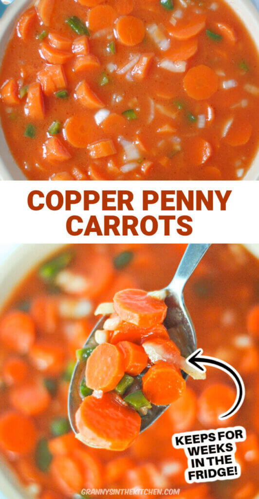 copper penny carrots recipe Pinterest image.