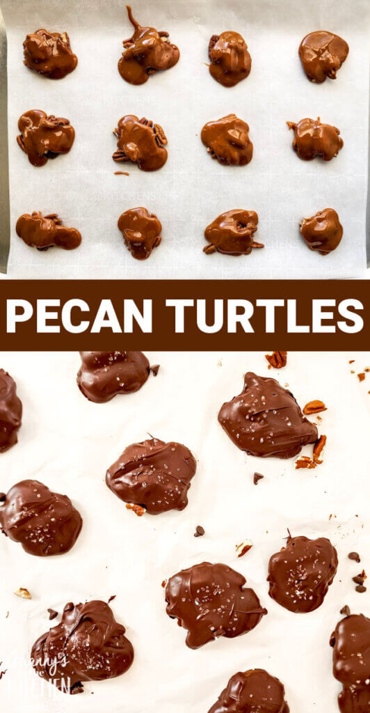 Chocolate Pecan Turtles Pinterest image.