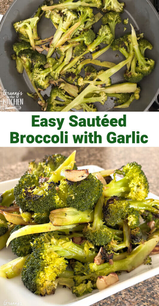 easy sauteed broccoli with garlic Pinterest image.