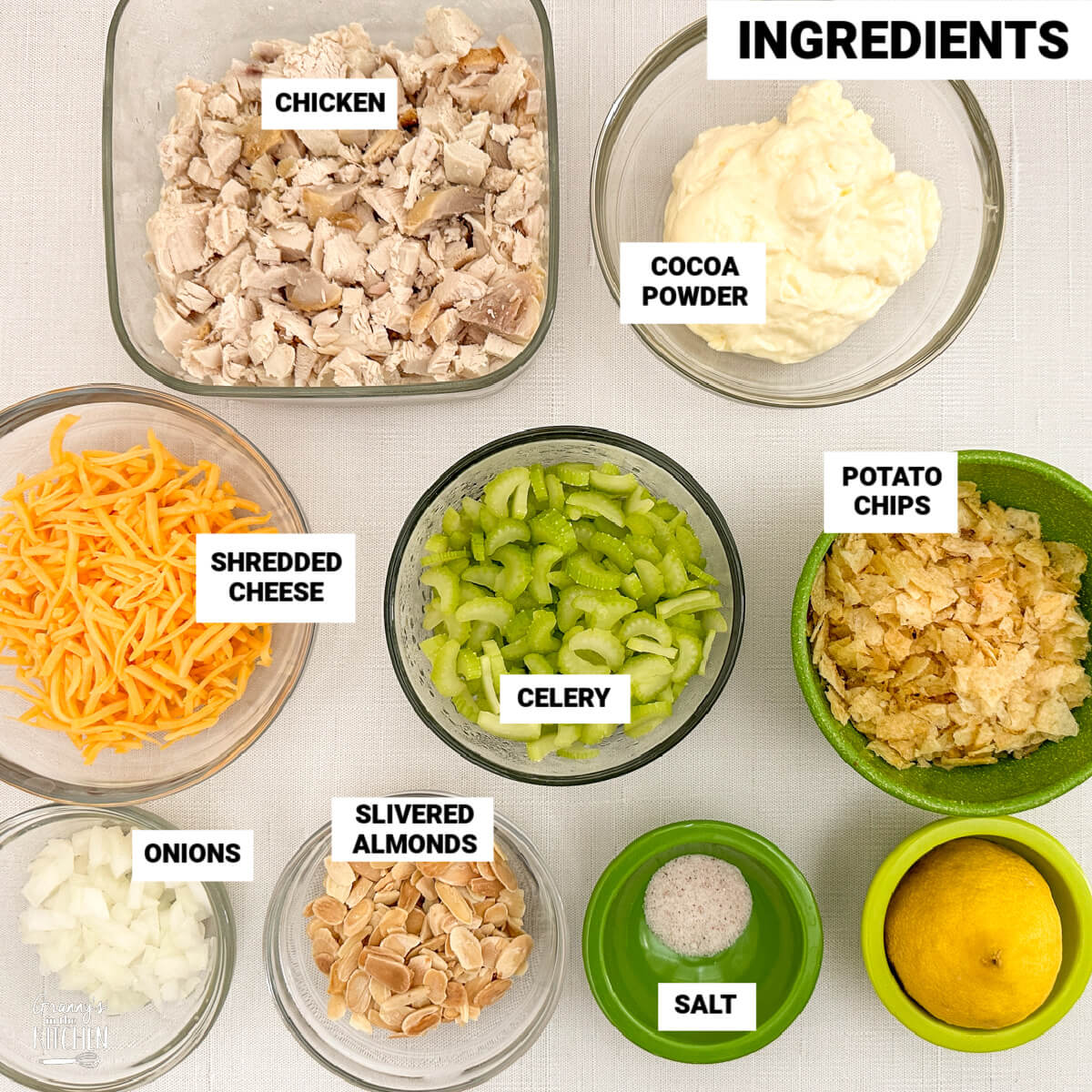 hot chicken salad ingredients.