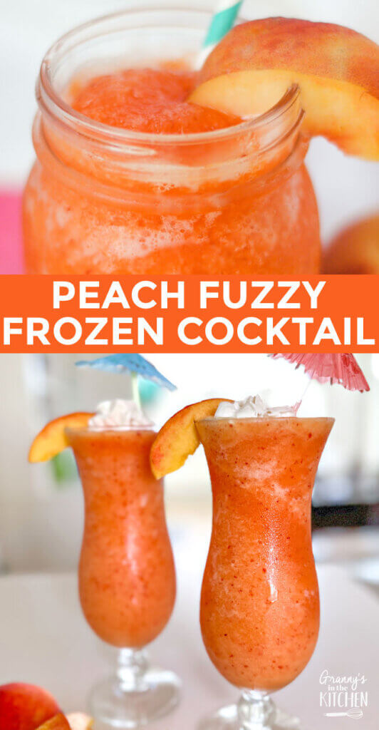 Peach Fuzzy Frozen Cocktail Pinterest image.