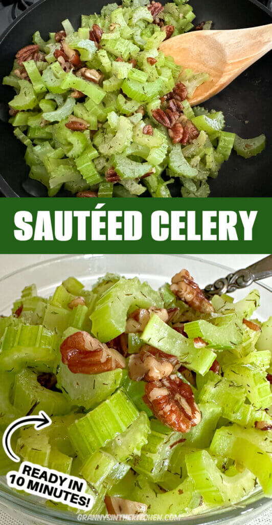 sautéed celery Pinterest image.