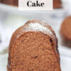 slice of chocolate bundt cake; text overlay "Hershey Bar Cake".