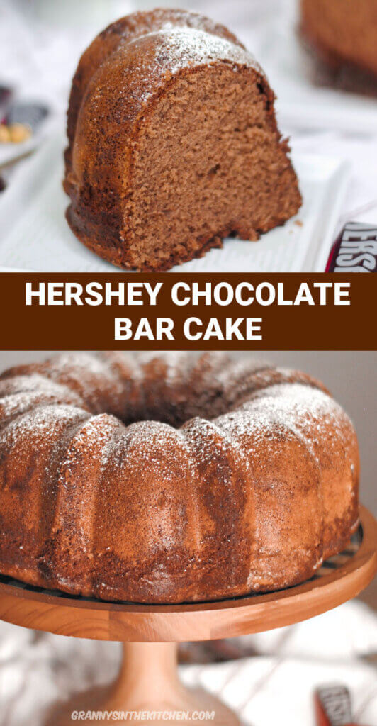 Hershey Chocolate Bar Cake Pinterest Image.