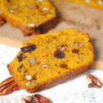 slice of pumpkin cranberry nut bread.