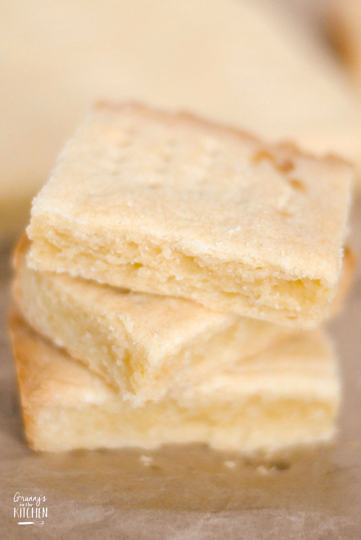 stack of 3 shortbread biscuits.