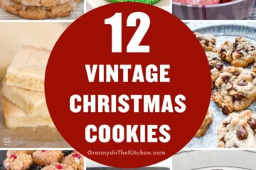 collage image of 12 vintage Christmas cookies.