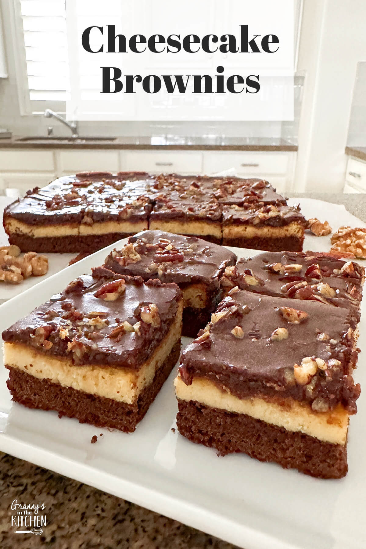 plate of cheesecake brownies.