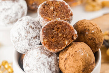 Rum Balls in a small bowl