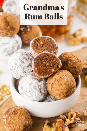 Rum Balls in a small bowl