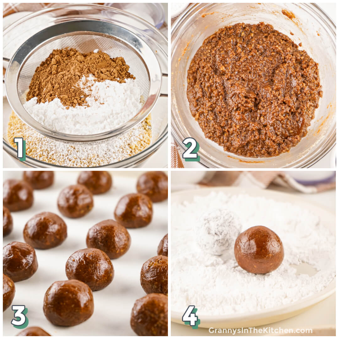Step by step photos of making Rum Balls