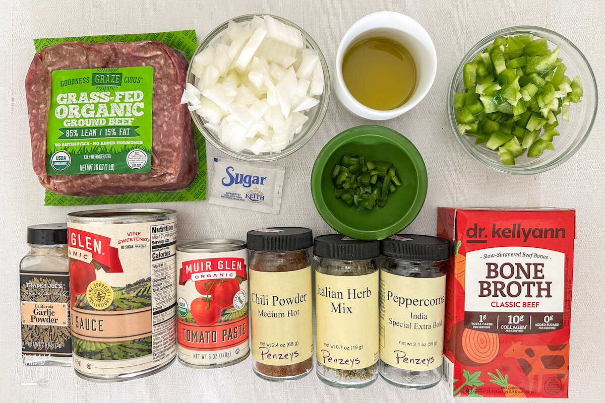 beanless chili recipe ingredients.
