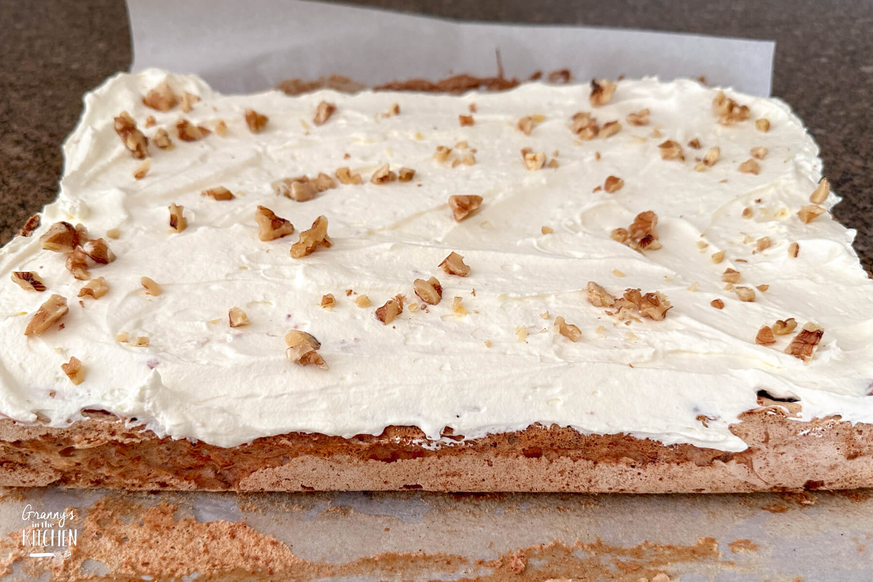 whole soda cracker torte, before slicing.
