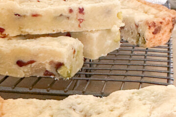 White Chocolate Cranberry Pistachio Shortbread.