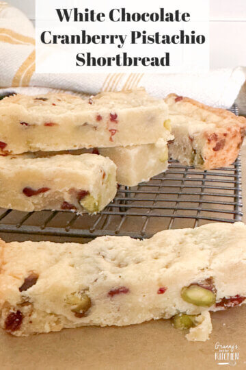 White Chocolate Cranberry Pistachio Shortbread.