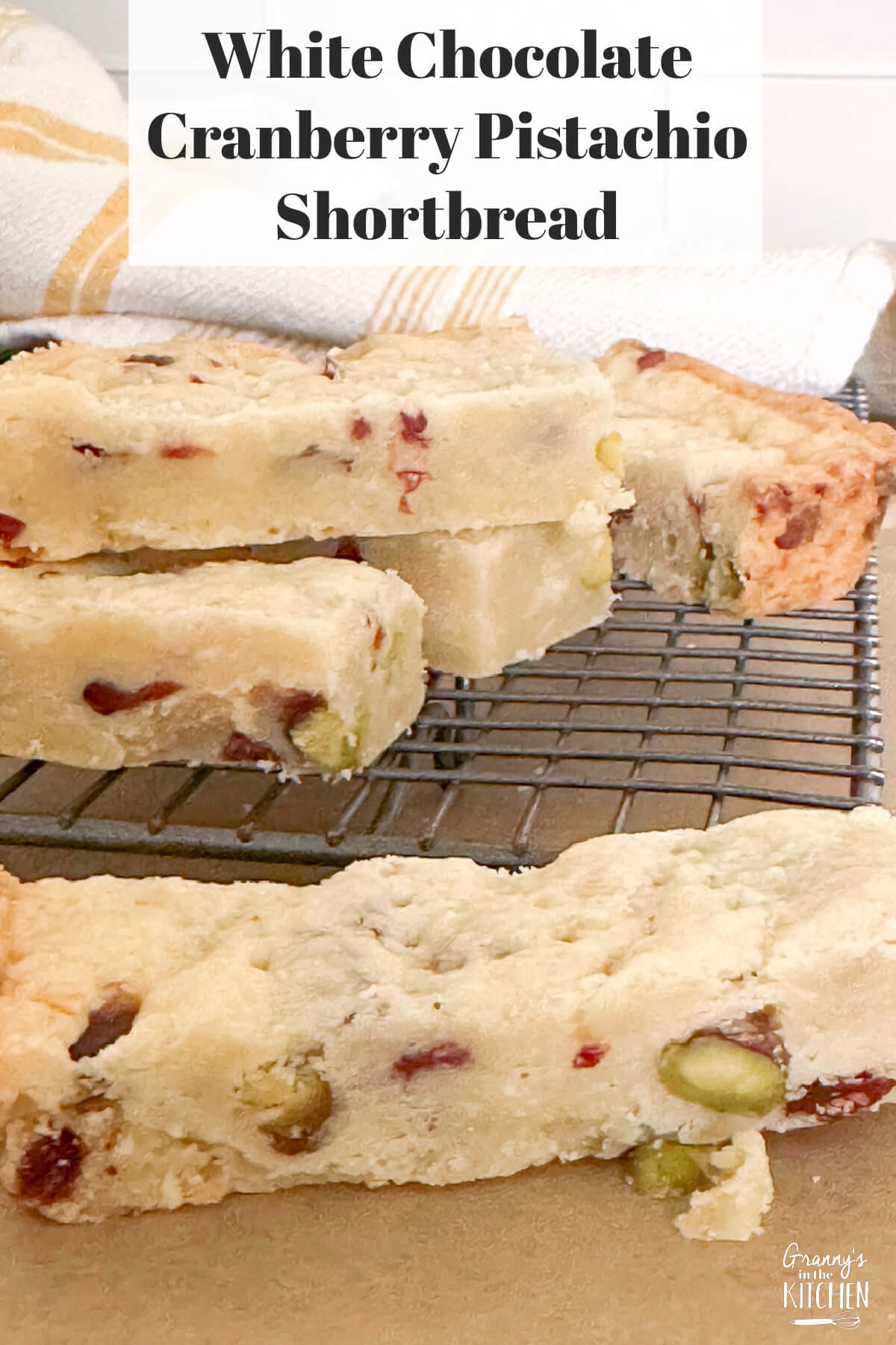 White Chocolate Cranberry Pistachio Shortbread.