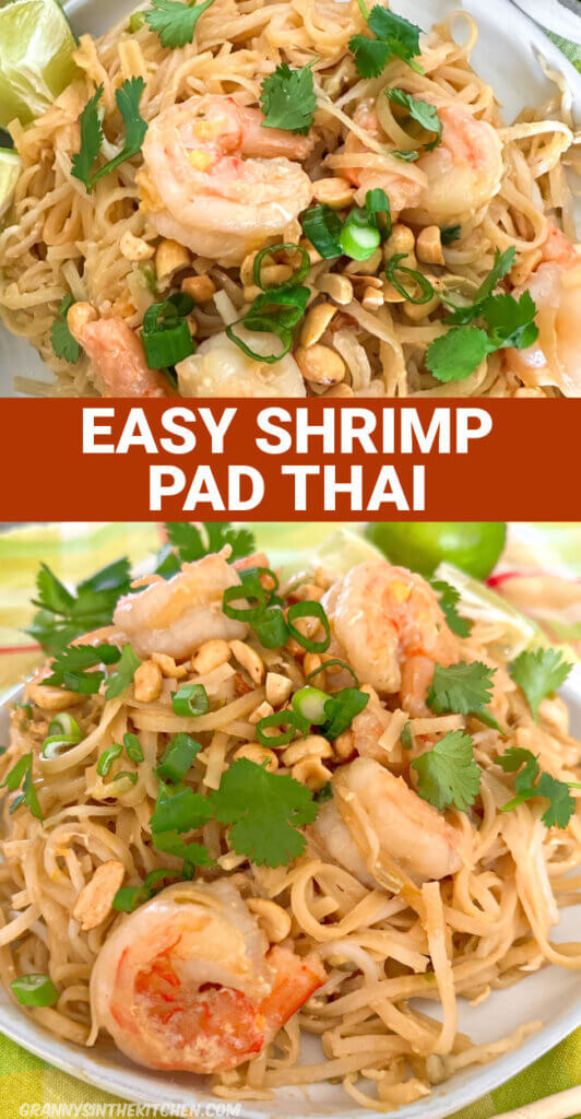 Easy Shrimp Pad Thai Pinterest Image.
