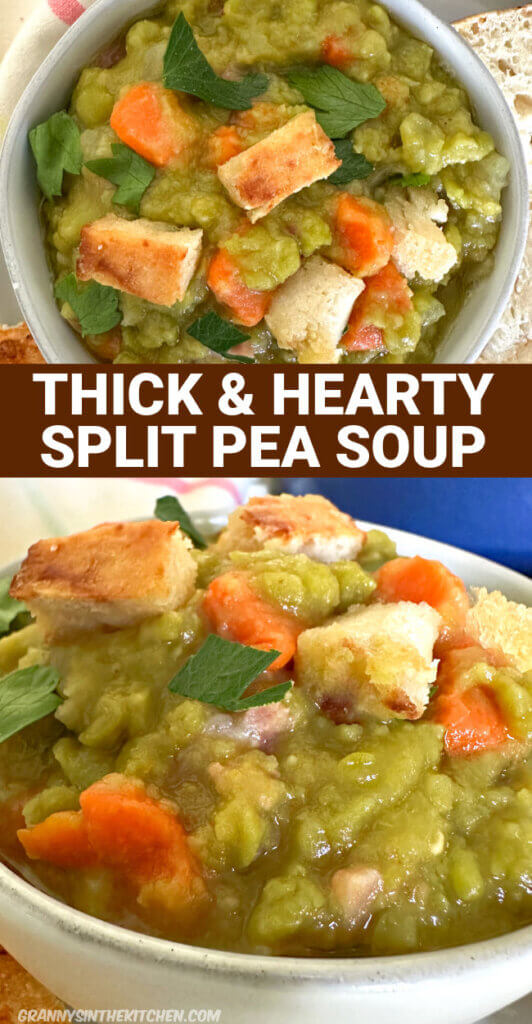Thick & Hearty Split Pea Soup Pinterest Image.
