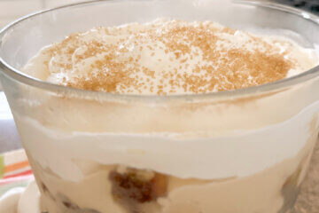 Butterscotch Pudding Trifle, with text overlay of recipe name.