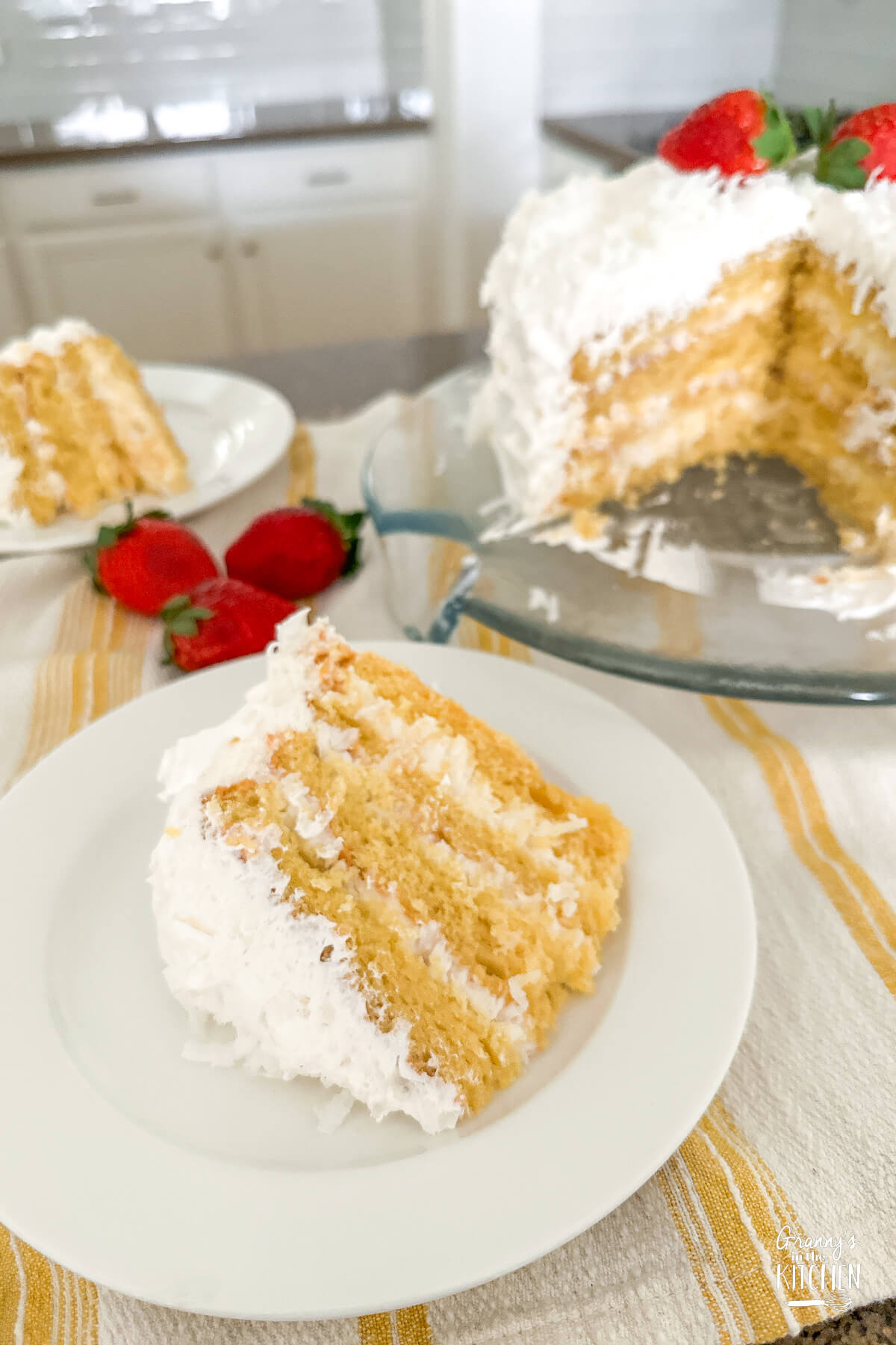 an icebox cake, with 2 slices on plates.