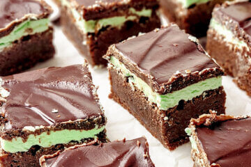 layered Mint Chocolate Brownies, with text overlay of recipe name.